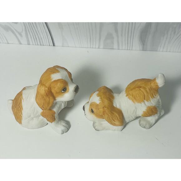 Vintage Homco #1407 Spaniel Puppy Dog Figurines- set of 2 - Excellent Condition - Picture 2 of 6